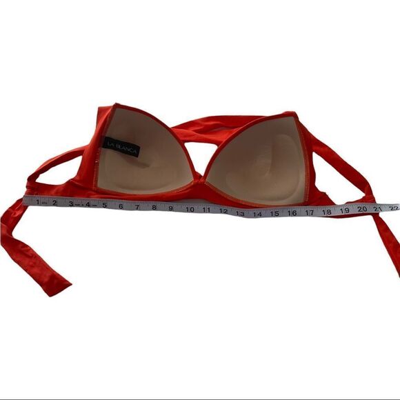 La Blanca Orange Paprika Twisted Front Molded Halter Bikini Top Sz Medium - Picture 9 of 15